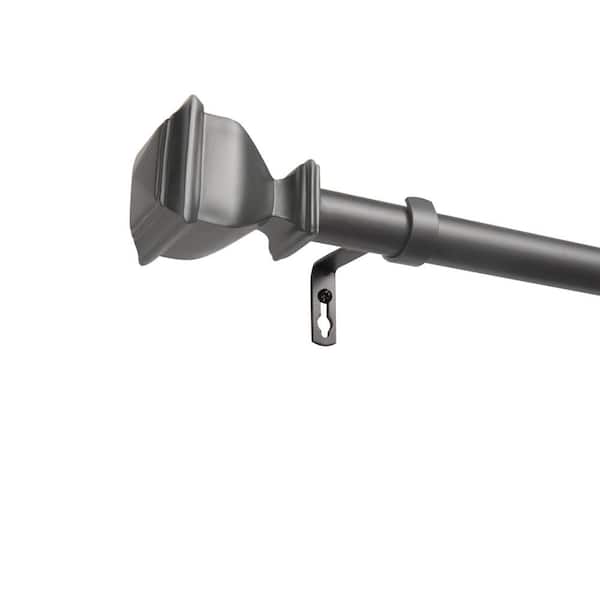 EXCLUSIVE HOME 66 in. to 120 in. Napoleon Adjustable Length Single Curtain Rod Kit in Gunmetal