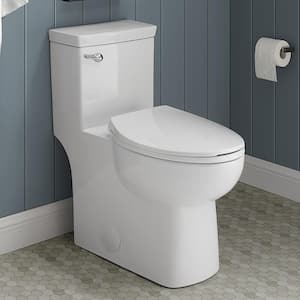 Classe 1-Piece 1.28 GPF Single Flush Handle Elongated Toilet in White Seat Included