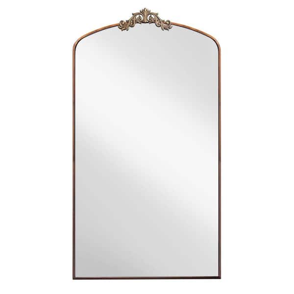 PRIMROSE CARNATION LLC Antique Bronze 36 in. W x 67 in. H Ornate Arched Metal Full Length Mirror Oversized Wall Mirror for Entryway Living Room