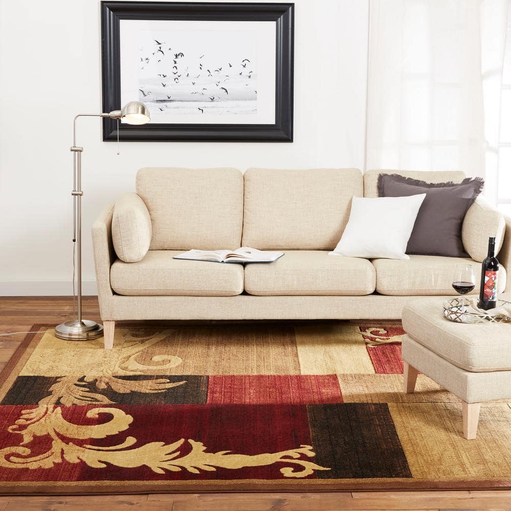 Catalina Red and Brown Tufted Synthetic Area Rug