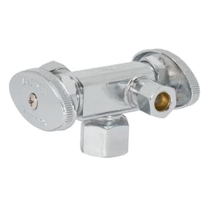 1/2 in. FIP x 3/8 in. Compression x 3/8 in. Compression Brass Dual Outlet Dual Handle Stop Valve