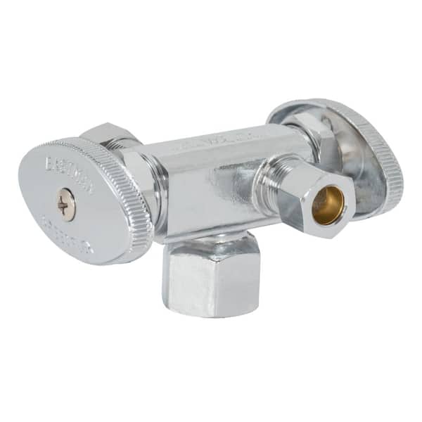 EASTMAN 1/2 in. FIP x 3/8 in. Compression x 3/8 in. Compression Brass Dual Outlet Dual Handle Stop Valve