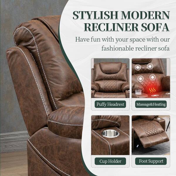 aisword Enhanced Exclusive Oversized Suede Recliner Chair with 