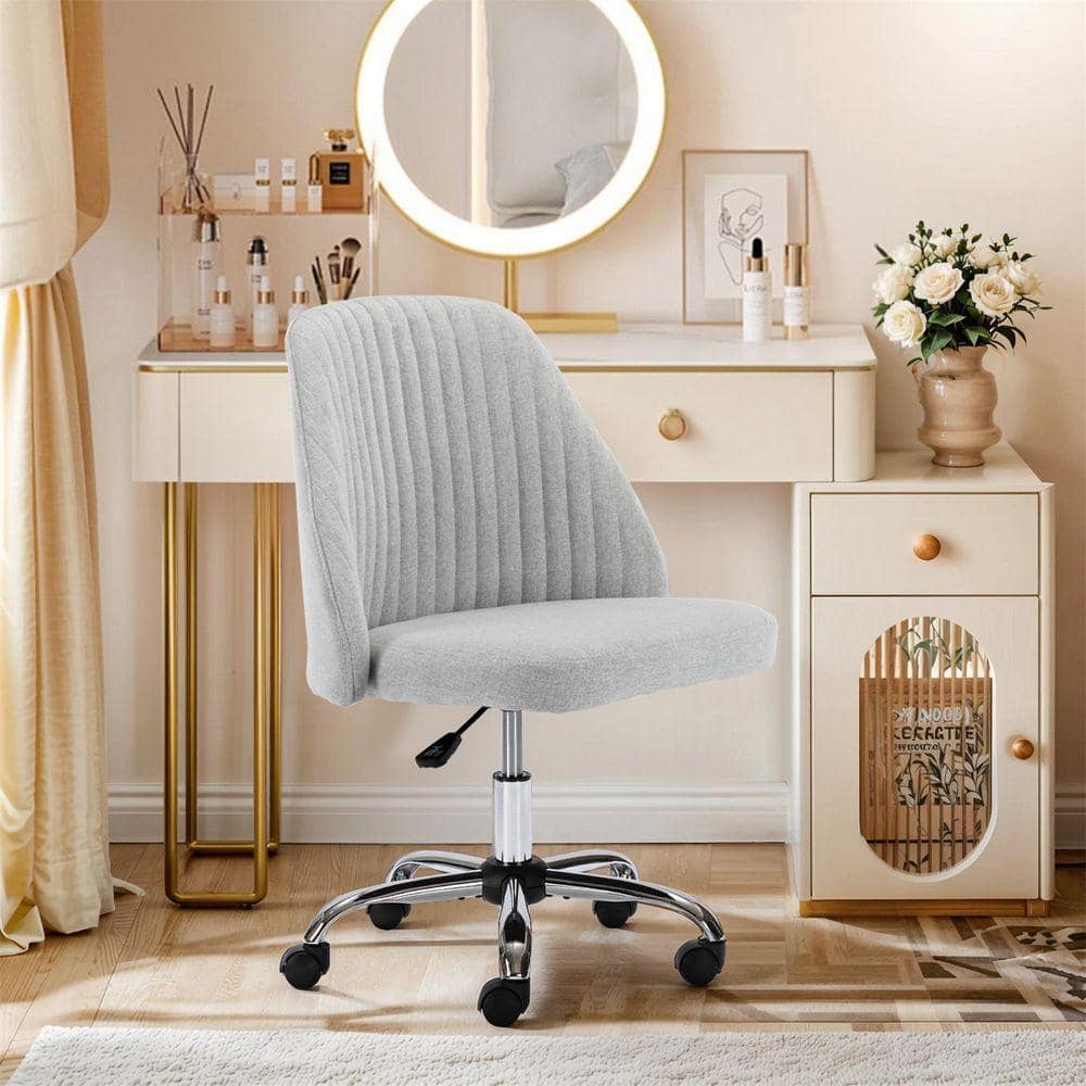 WONDER COMFORT Chic Channel Tufted Back Fabric Vanity Swivel Task