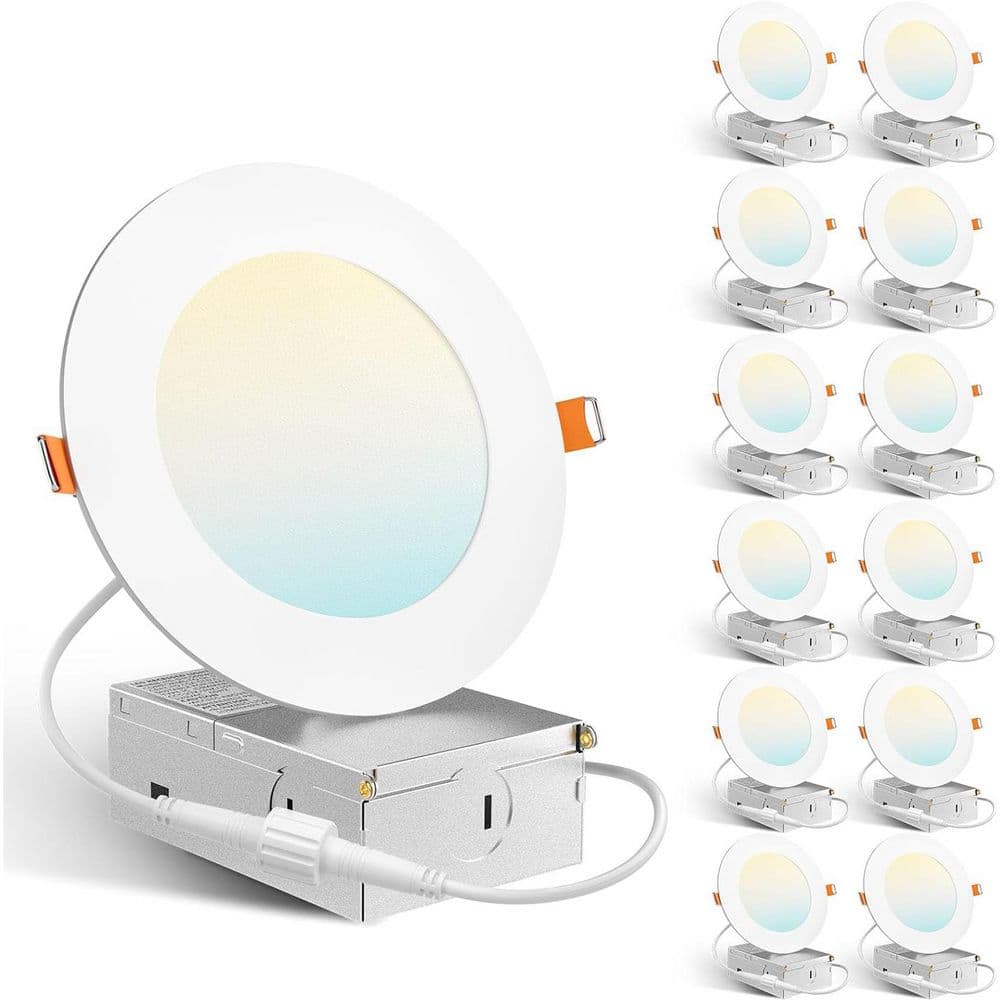 12-Pack 4 in. 5CCT Ultra-Thin LED Recessed Light, 700LM Dimmable Canless Downlight with Junction Box, ETL Listed price history on PriceWatchPro