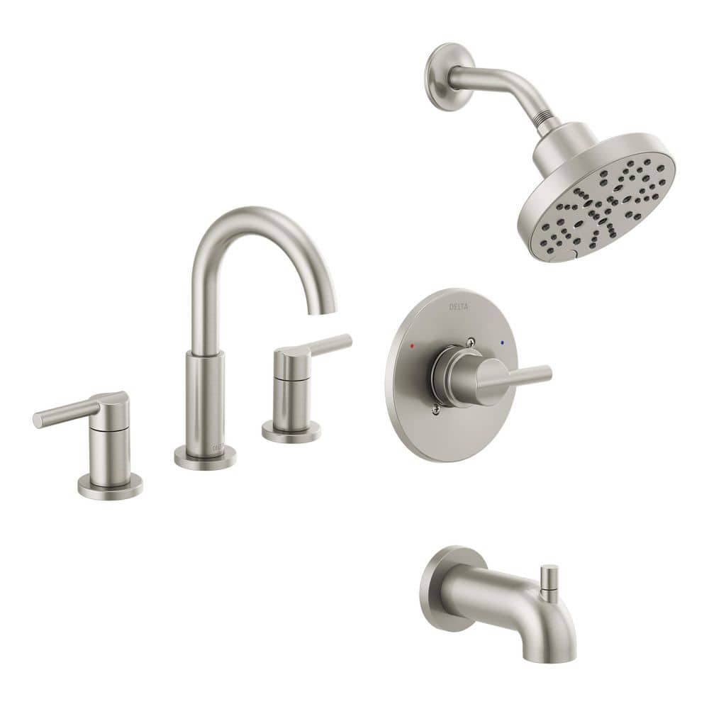 Delta Nicoli 5-Spray Tub and Shower Faucet with J-Spout 8 in
