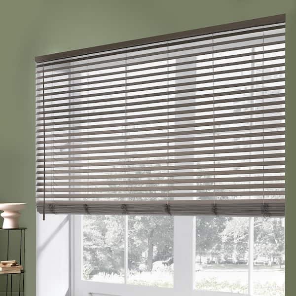 Designer 2.5 in. Cordless Room Darkening Faux Wood Blinds for Windows