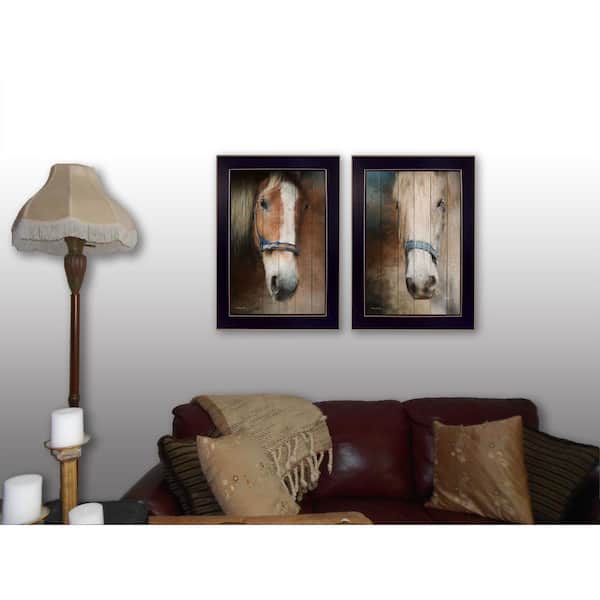 TrendyDecor4U 20 in. x 14 in. "Two Horses" Collection by Robin-Lee Vieira, Printed Framed Wall Art