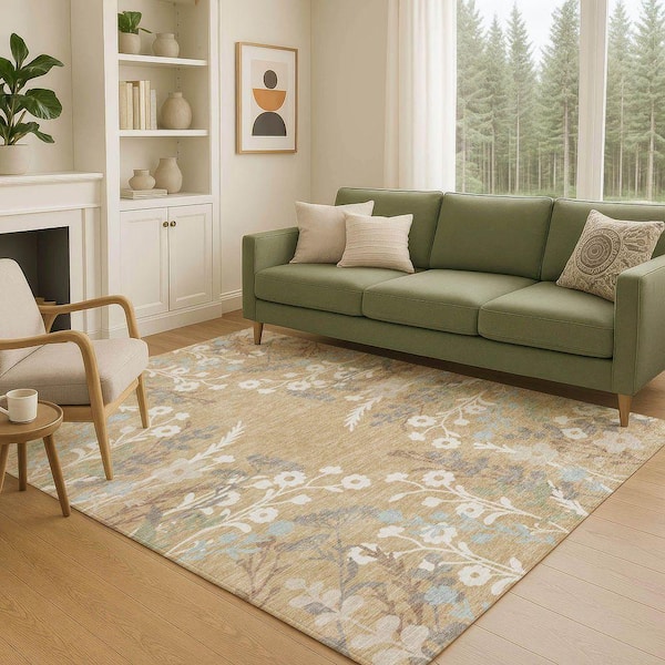 Chantille Machine Washable Indoor/Outdoor Abstract ACN2334 Gold 10 ft. x 14 ft. Area Rug