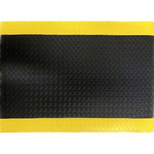 Footlover Diamond Black/Yellow Stripe 36 in. x 48 in. Vinyl Indoor/Outdoor Anti Fatigue Mat