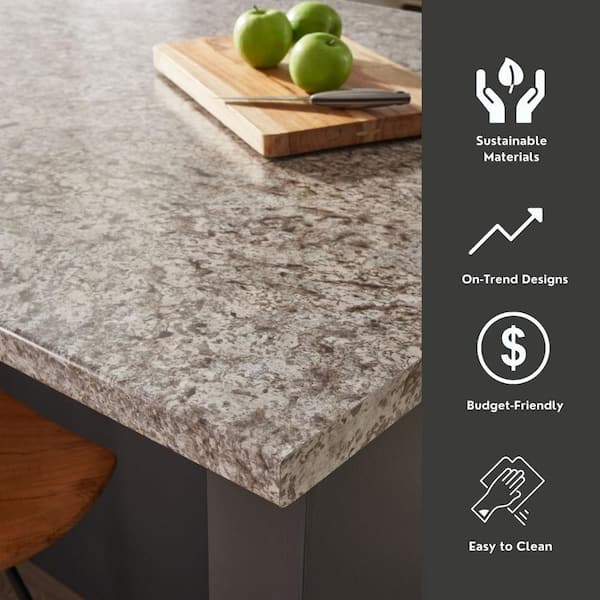 Hampton Bay 10 ft. Straight Laminate Countertop in Textured White Ice  Granite with Eased Edge and Integrated Backsplash 011349011009476 - The  Home Depot