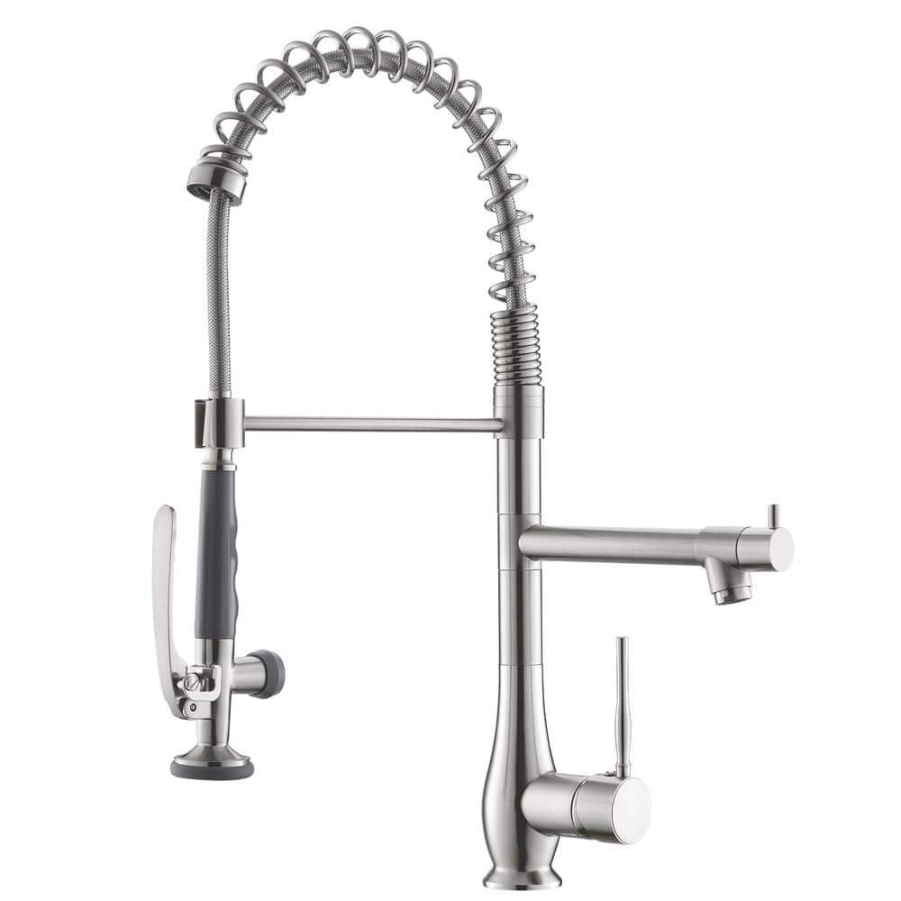 Commercial Single Handle Pull Down Sprayer Kitchen Faucet with Modern Sprin