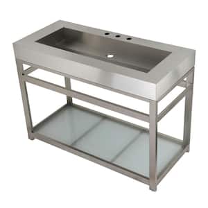 31 in. W Bath Vanity in Brushed Nickel with Stainless Steel Vanity Top in Silver with Silver Basin