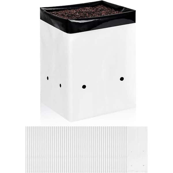 iPower 2 Gal. Black and White Grow Bags Panda Film Containers for Plants, Seedling and Rooting, Square Shape (50-Pack)