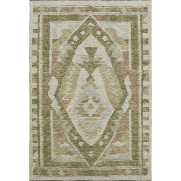 Mayfield Premium Machine Washable Abstract AMF1916 Linen 5 ft. x 7 ft. 6 in. Area Rug