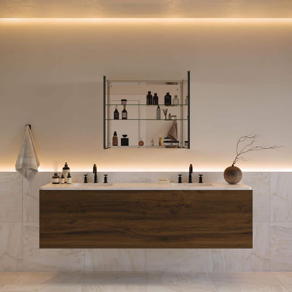 Modern Frameless Rectangular Surface Mount Medicine Cabinet Mirror