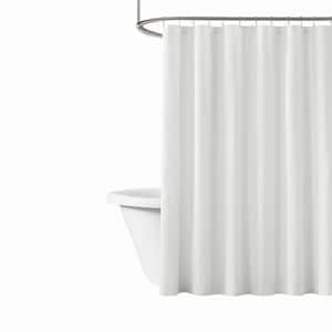 Solid Cotton Percale White Shower Curtain