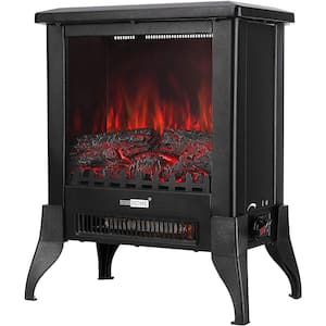 14.5 in. Freestanding Electric Fireplace with 3D Flame Effect in Black