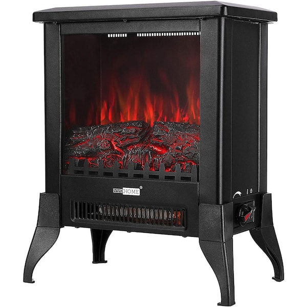 VIVOHOME 14.5 in. Freestanding Electric Fireplace with 3D Flame Effect in Black
