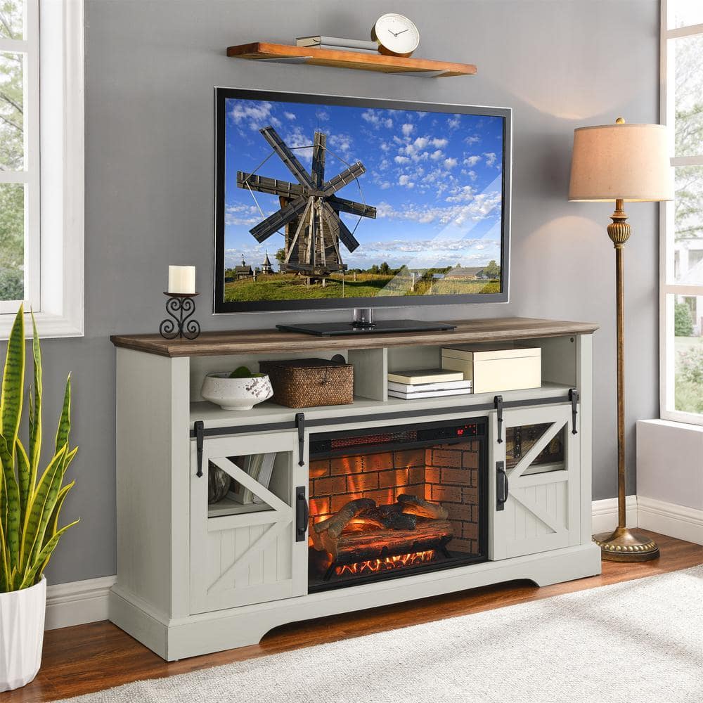 Runesay 60 in. Electric Freestanding Fireplace Entertainment