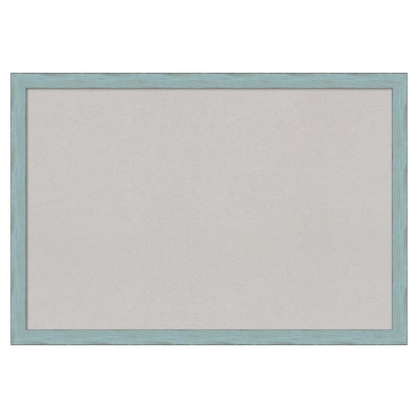 Amanti Art Sky Blue Rustic Wood Framed Grey Corkboard 38 in. x 26 in. Bulletin Board Memo Board