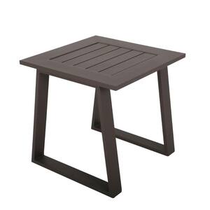 Brown Cast Aluminum Outdoor Dining Table Wheather Resistant Square Side Accent Coffee Traditional for Patio Furniture
