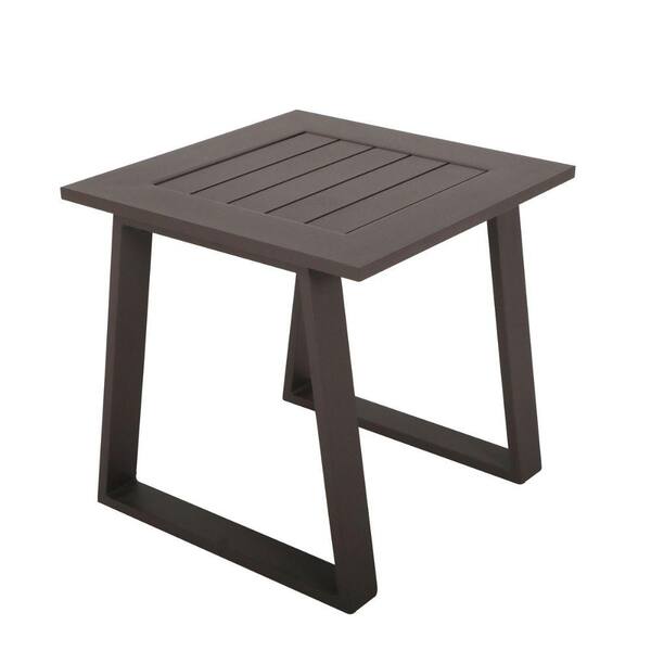 ITOPFOX Brown Cast Aluminum Outdoor Dining Table Wheather Resistant Square Side Accent Coffee Traditional for Patio Furniture