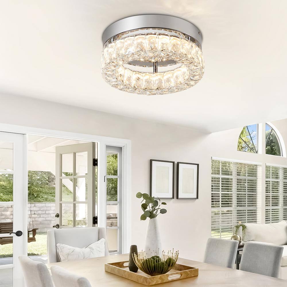 Sky Hog Keighley Crystal 13.8in. Polished Chrome Integrated LED Flush