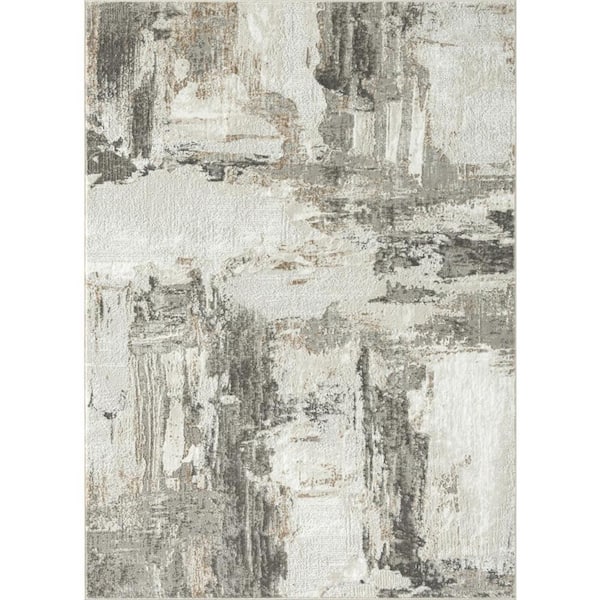 LUXE WEAVERS Camelia Collection Distressed Abstract Beige 8x10 Polypropylene Area Rug