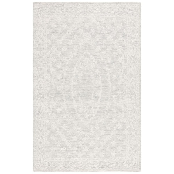 SAFAVIEH Ebony Ivory/Light Blue Doormat 3 ft. x 5 ft. Traditional Area Rug