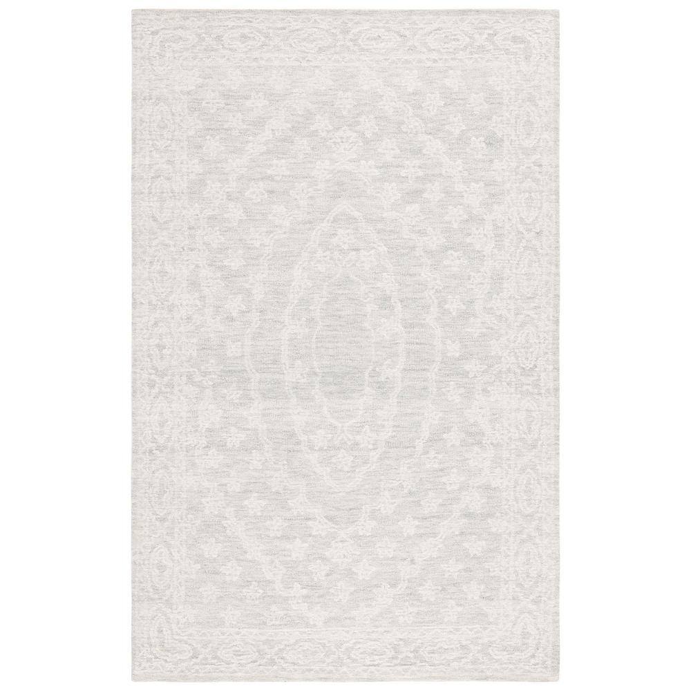Handmade Light Blue Wool Tufted 6' x 9' Rectangular Rug
