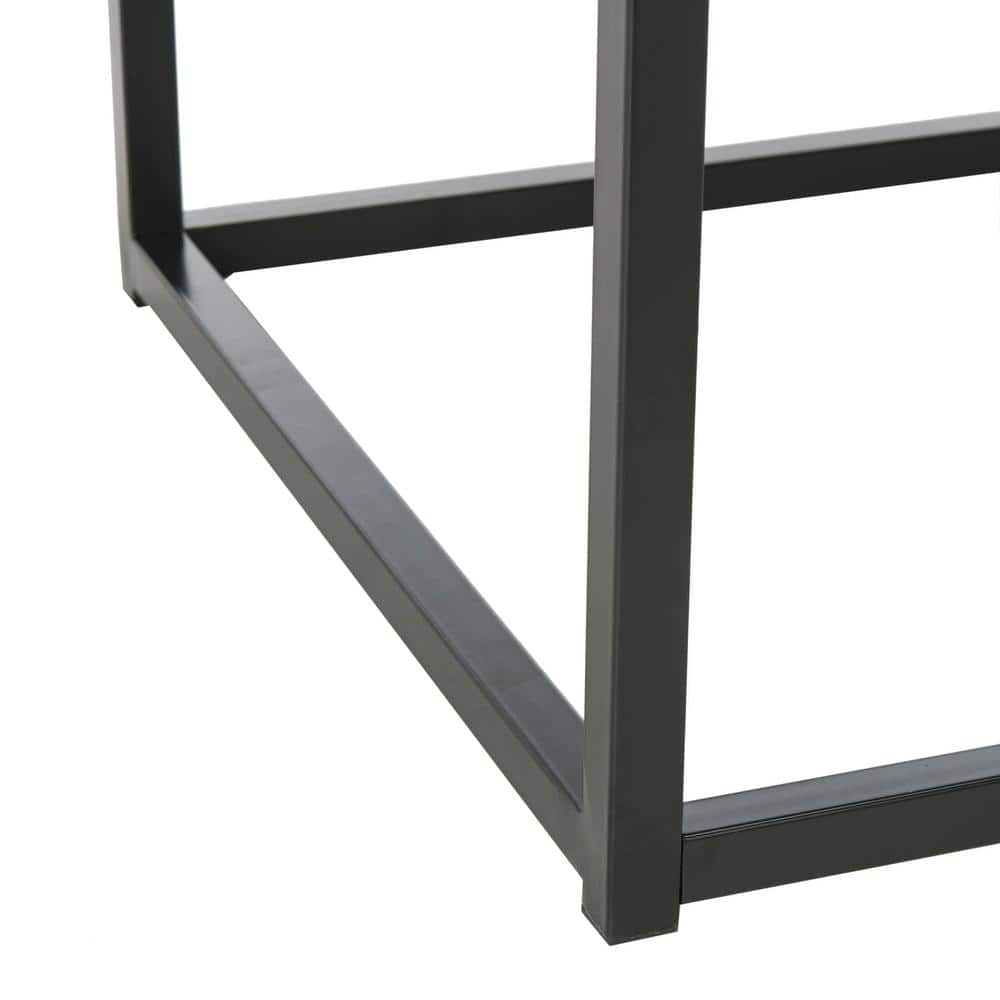 Baize Black Marble and Metal Square End Table