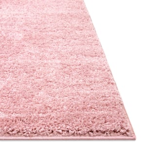 Madison Shag Piper Solid Plain Pink 3 ft. 11 in. x 5 ft. 3 in. Area Rug