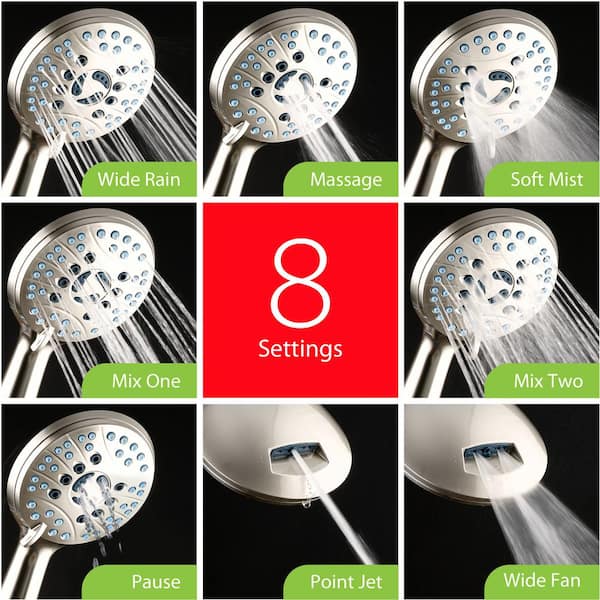 AQUACARE 50-Spray Patterns 2.5 GPM 6 in. Wall Mount Dual