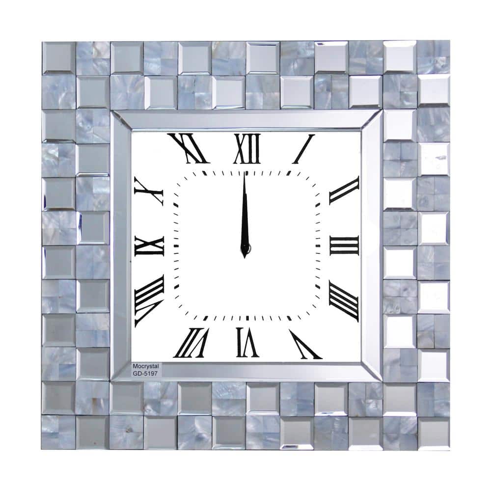 Nasa Square Mirrored Wall Clock with Geometric Frame