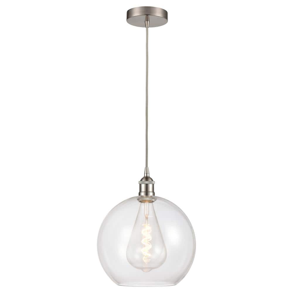 Athens 60-Watt 1-Light Brushed Satin Nickel Standard Mini Pendant Light with Clear Glass Shade, No Bulbs Included price history on PriceWatchPro