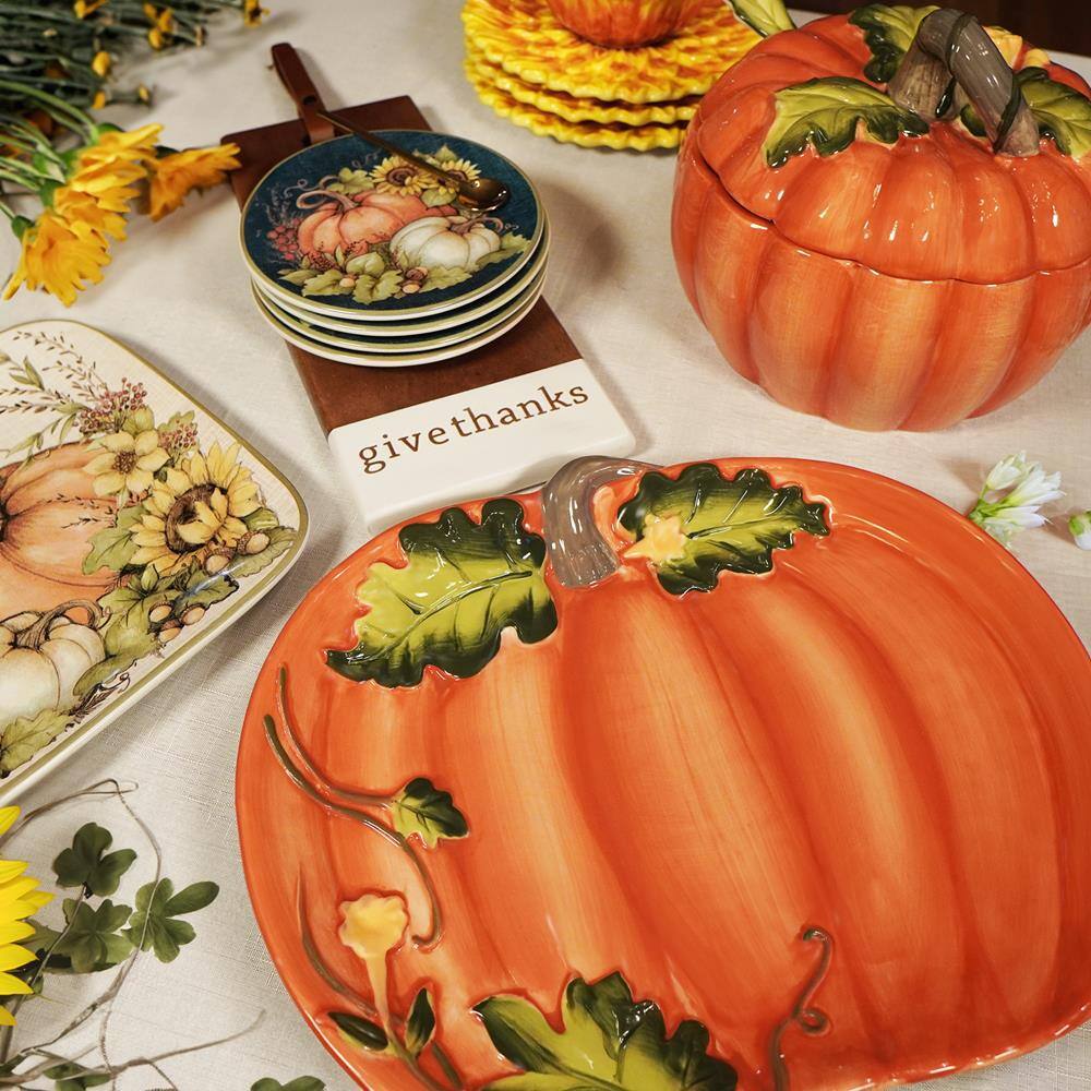 Autumn Breeze Ceramic Oval Turkey Platter