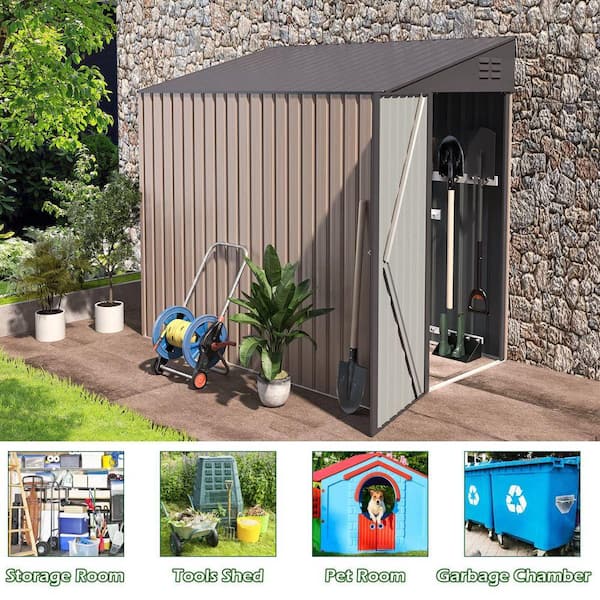 Sudzendf 4 ft. W x 7 ft. D Metal Shed with Double Lockable Door in