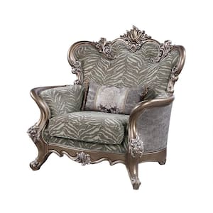 Elozzol Fabric and Antique Bronze Finish Arm Chair
