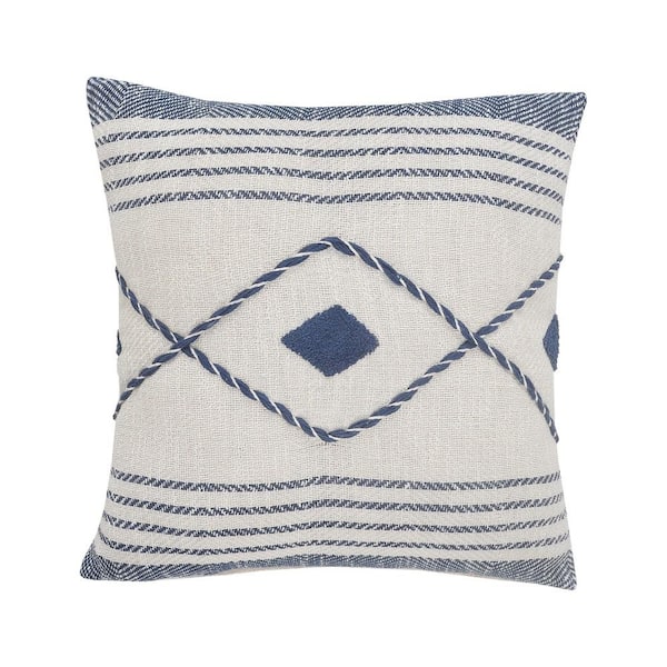 Unbranded Geometric Blue / White Diamond Durable Poly-fill 20 in. x 20 in. Indoor Throw Pillow