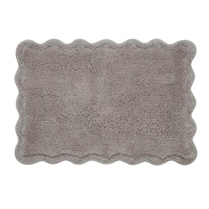 Scallop Taupe Cotton Bath Rug, 17 in. x 24 in.