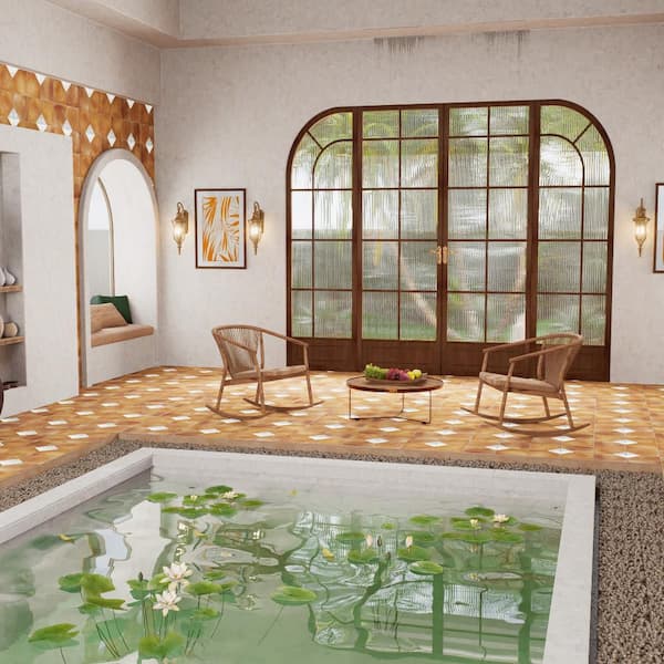 Merola Tile Sentier des Ocres Deco Green 7-7/8 in. x 7-7/8 in