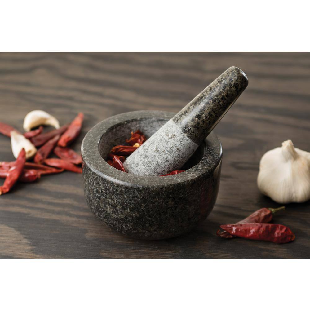 Fox Run Black and Gray Granite Mortar and Pestle