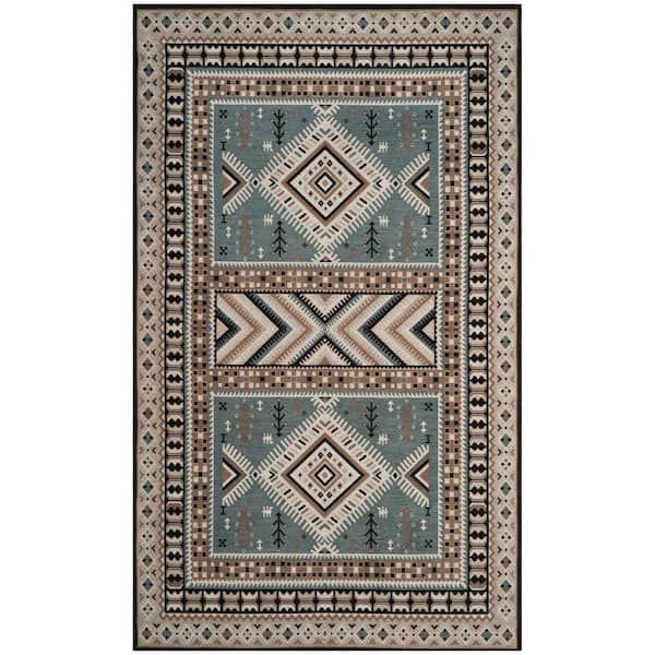 SAFAVIEH Classic Vintage Slate/Beige 5 ft. x 8 ft. Border Area Rug