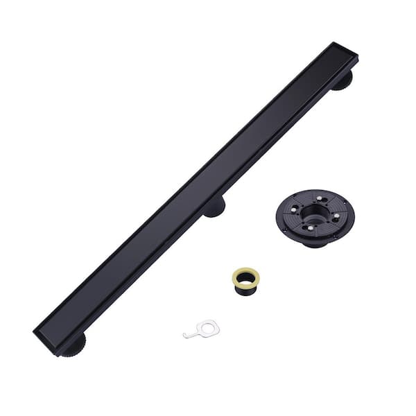 32 in. Stainless Steel Linear Slip In Shower Drain with Removable Cover Grate in Matte Black