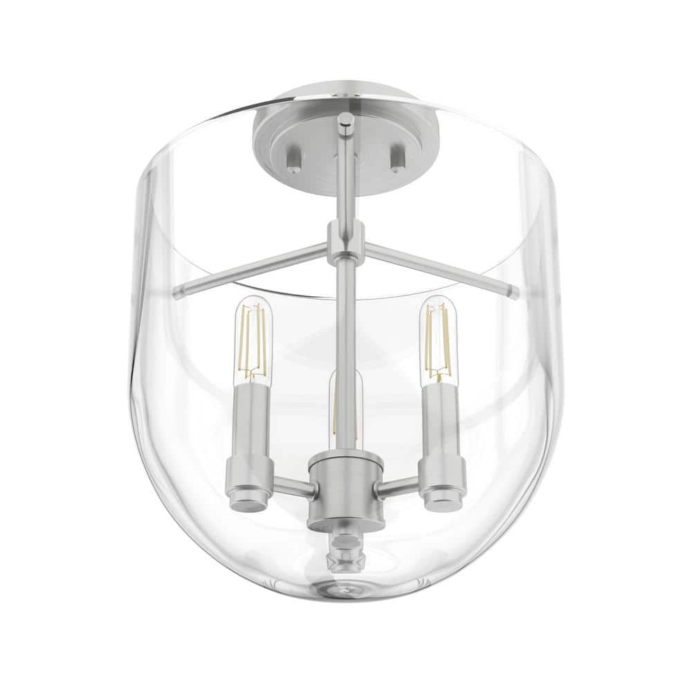 Sacha 11" Brushed Nickel and Glass Semi-Flush Mount Light