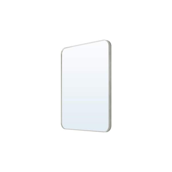 24in. W x 36 in. H Rectangular Framed Wall Bathroom Vanity Mirror in Brushed Nickel