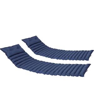 2--Piece 6 x 2 ft. Outdoor Chaise Lounge Replacement Patio Seat Cushion-Navy Blue