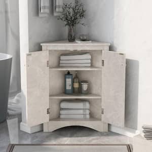 17.2 in. W x 17.2 in. D x 31.5 in. H Gray MDF Freestanding Corner Linen Cabinet with Adjustable Shelves in Marble