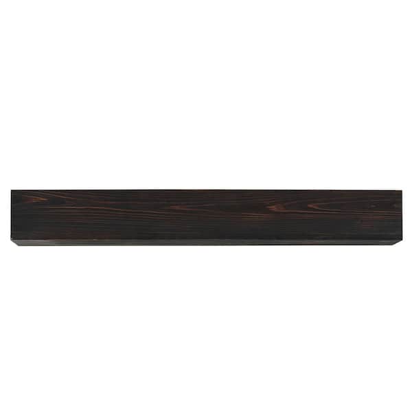 Angel Sar 60 in. W x 9 in. D Espresso Rustic Wood Fireplace Mantel Wall-Mounted Floating Shelf